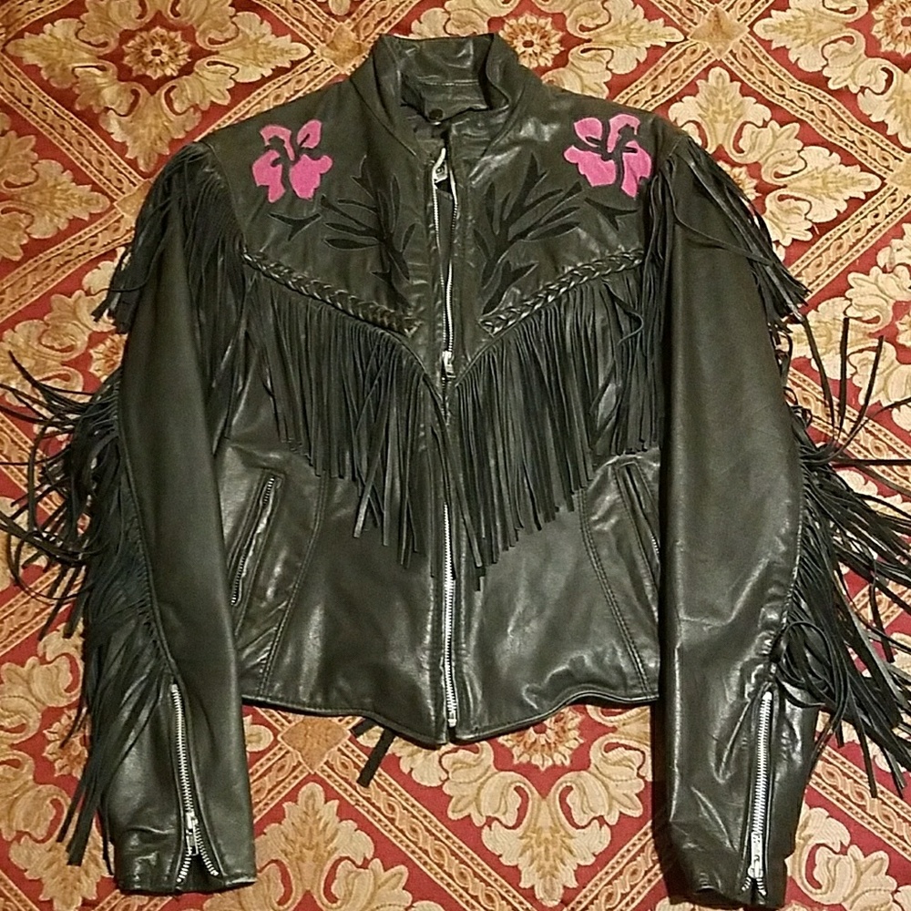 Dallas Premier Leather women's fringed jacket NWOT